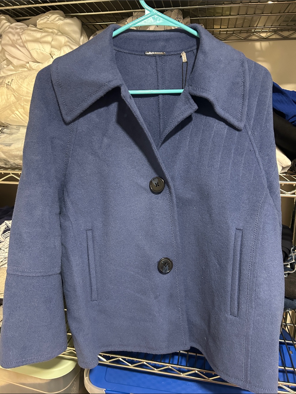 Elie Tahari Blue Wool Blend Peacoat Jacket
